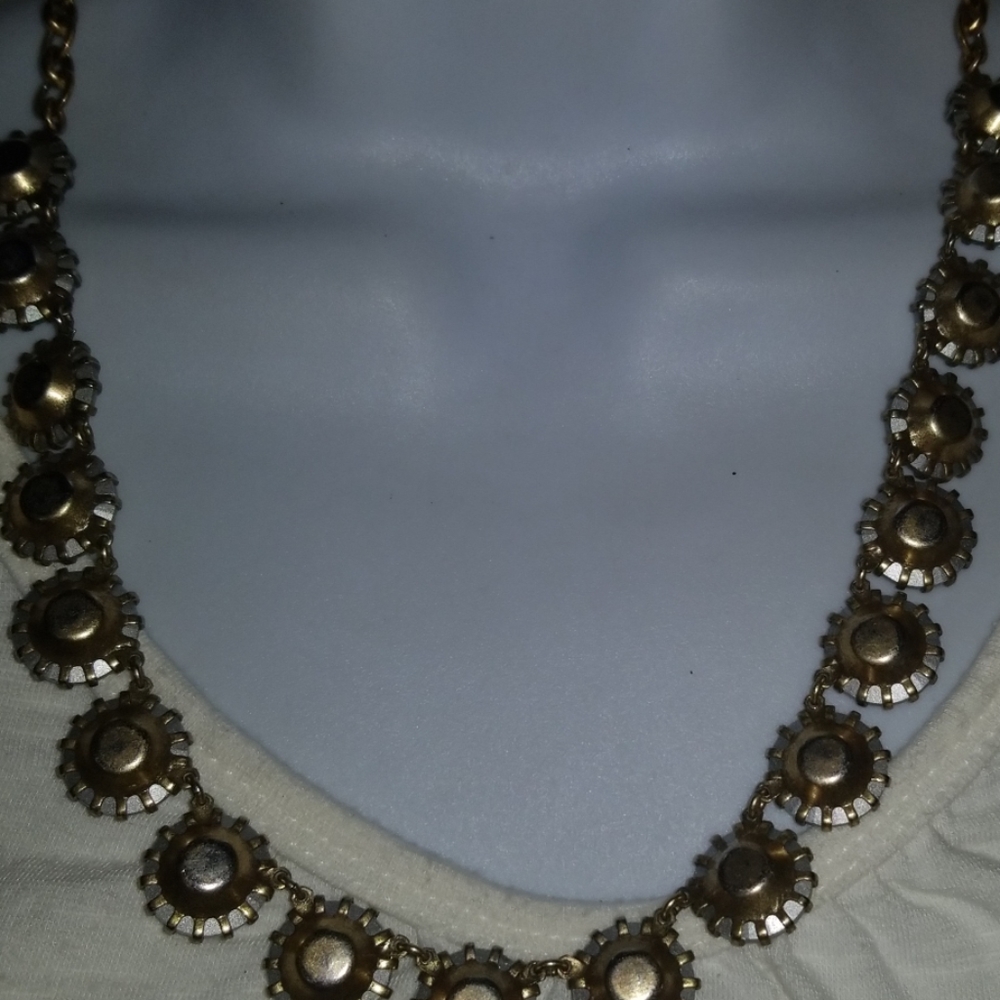 J Crew Signed Necklace Silver Tone Rhinestone - Picture 8 of 8